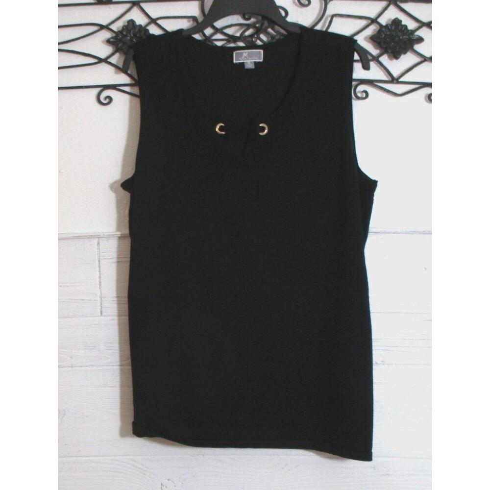 JM Collection Knit Top Women's Size XL Sleeveless Black Round Neck